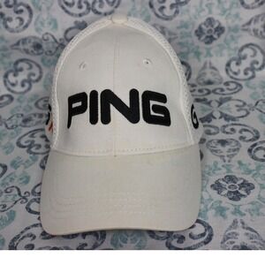 PING Golf Cap White Mesh Back G10 Logo Adjustable Men‎ S M